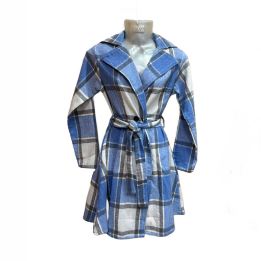 Girlfriend - Blue Plaid Belted Jacket